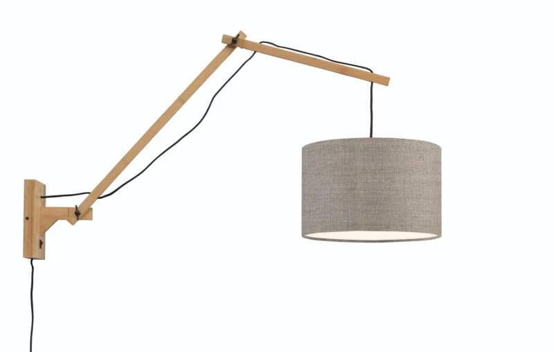 Good&Mojo Bamboe LED Wandlamp Andes | 1X E27 Max 40W | Dark Linen