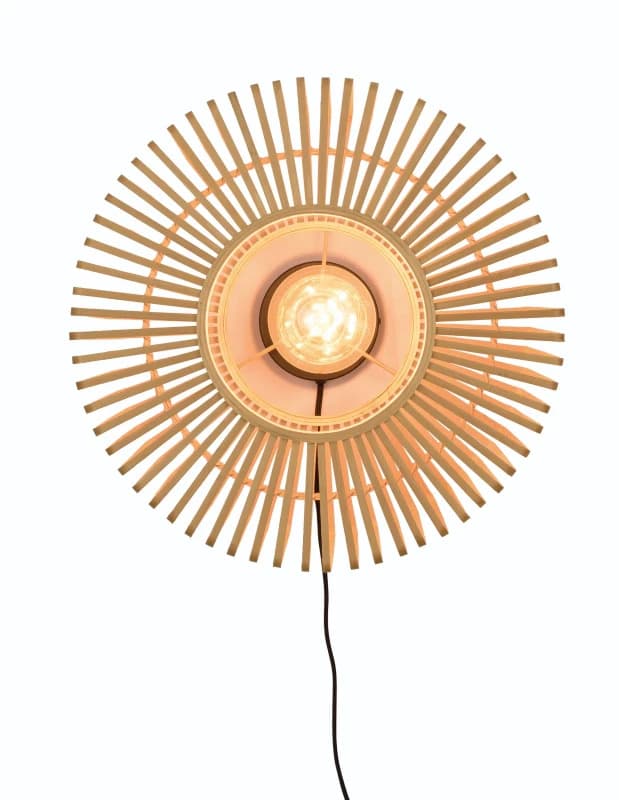 Good&Mojo Bamboe LED Wandlamp Bromo | 1X E27 Max 60W | Natural/Black