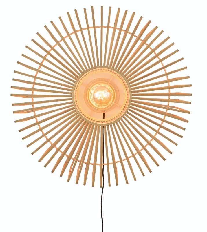 Good&Mojo Bamboe LED Wandlamp Bromo | 1X E27 Max 60W | Natural/Black