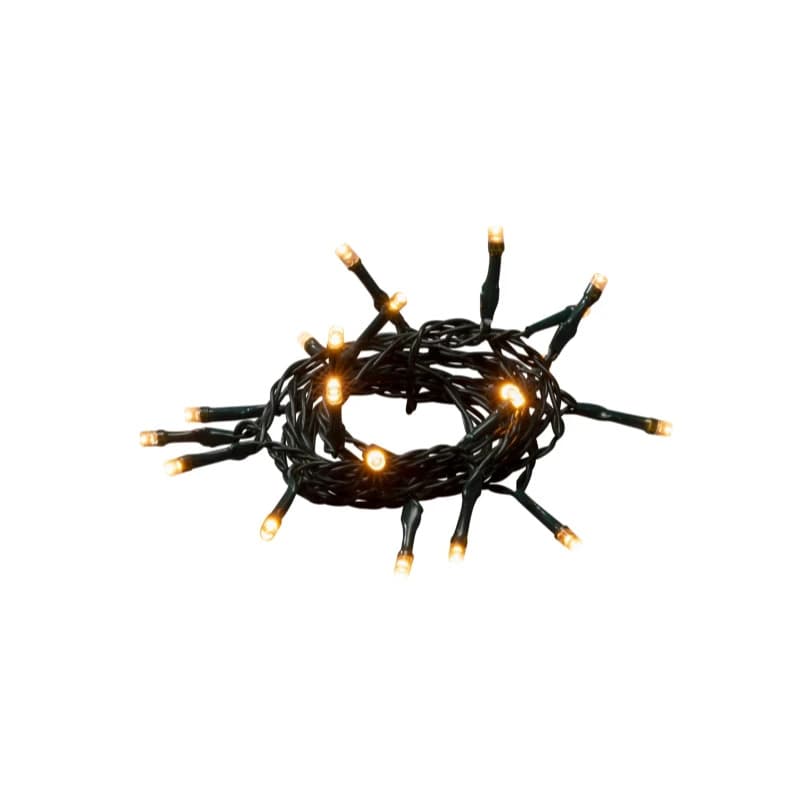 Konstsmide LED Lichtketting | 30 Lichtpunten Extra Warm Wit | 0,6W 1,5V | 4,35m | Batterij | 15cm spacing | Binnengebruik | Groene kabel