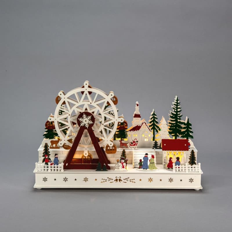 Konstsmide LED Houten Silhouet Reuzenrad | 10 Lichtpunten Warm Wit | 45x28.5cm | Timer 6u | USB/Batterij | Voor Binnen thumbnail 2