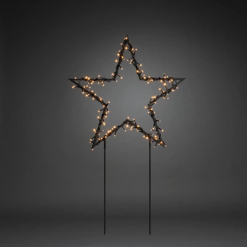 Konstsmide Metalen Ster | 3.6W Extra Warmwit 150 Lichtpunten | 30V Buiten | 108x65cm | Grondspies 10m Snoer Zwarte Kabel | Niet Dimbaar thumbnail 2