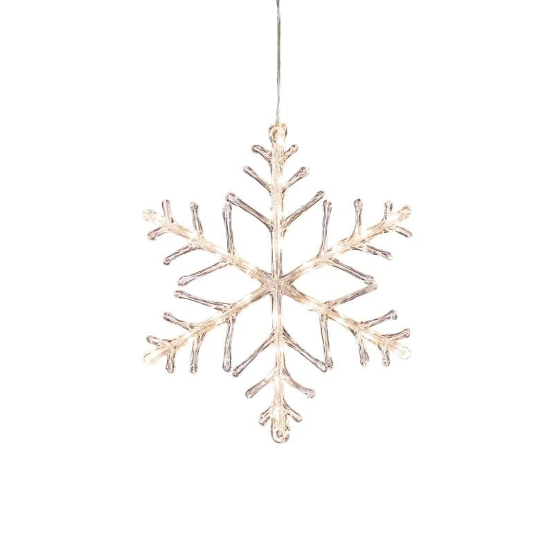 Konstsmide Acryl Sneeuwvlok | 1,44W 40cm | 6-uurs timer, aan/uit schakelaar | Op batterij 1,5V | Geschikt voor buitengebruik