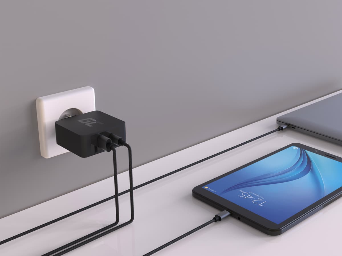 Oplader USB-C 45W PD Met Kabel USB-C en extra USB port voor Asus ZenBook, HP Spectre, HP Envy x2 - afbeelding 1