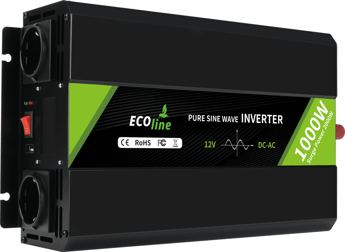 EcoLine - Omvormer 12V Naar 220V / 230V - 1000w Vermogen - Zuivere sinus - Spanning Omvormer