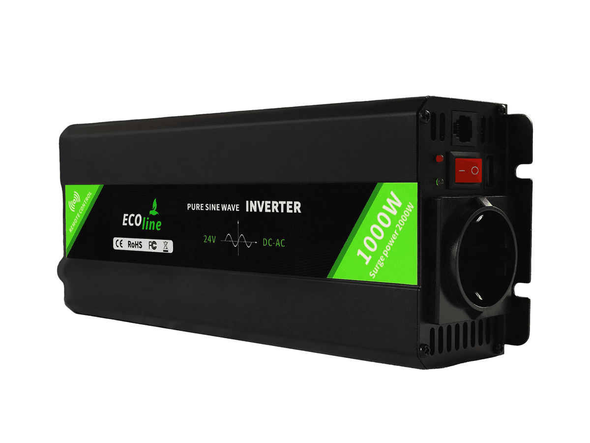 EcoLine - Omvormer 24V Naar 220V/230V - 1000w Vermogen - Zuivere sinus - Auto omvormer - Remote Controlled - afbeelding 1