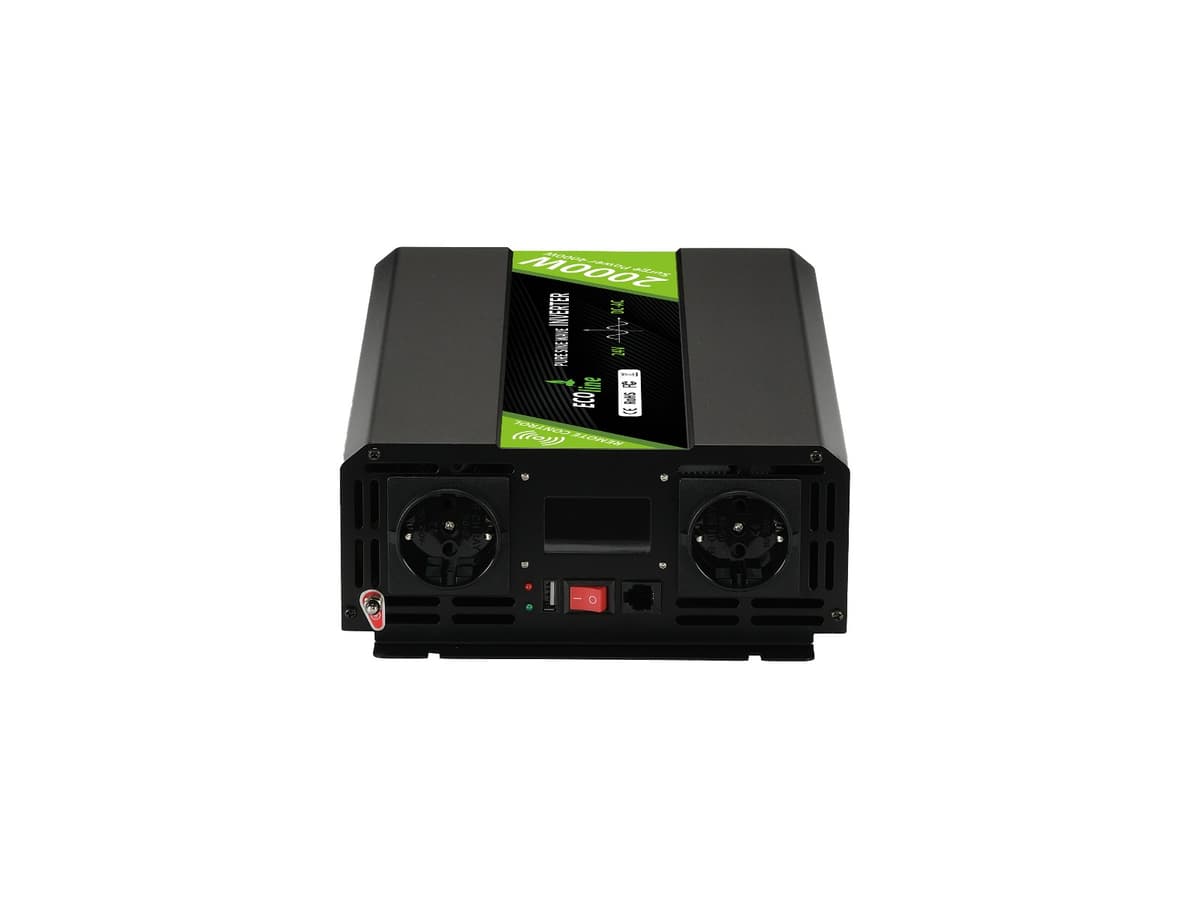EcoLine - Omvormer 24V Naar 220V/230V - 2000w Vermogen - Zuivere sinus - Spanningomvormer - Remote Controlled - afbeelding 1