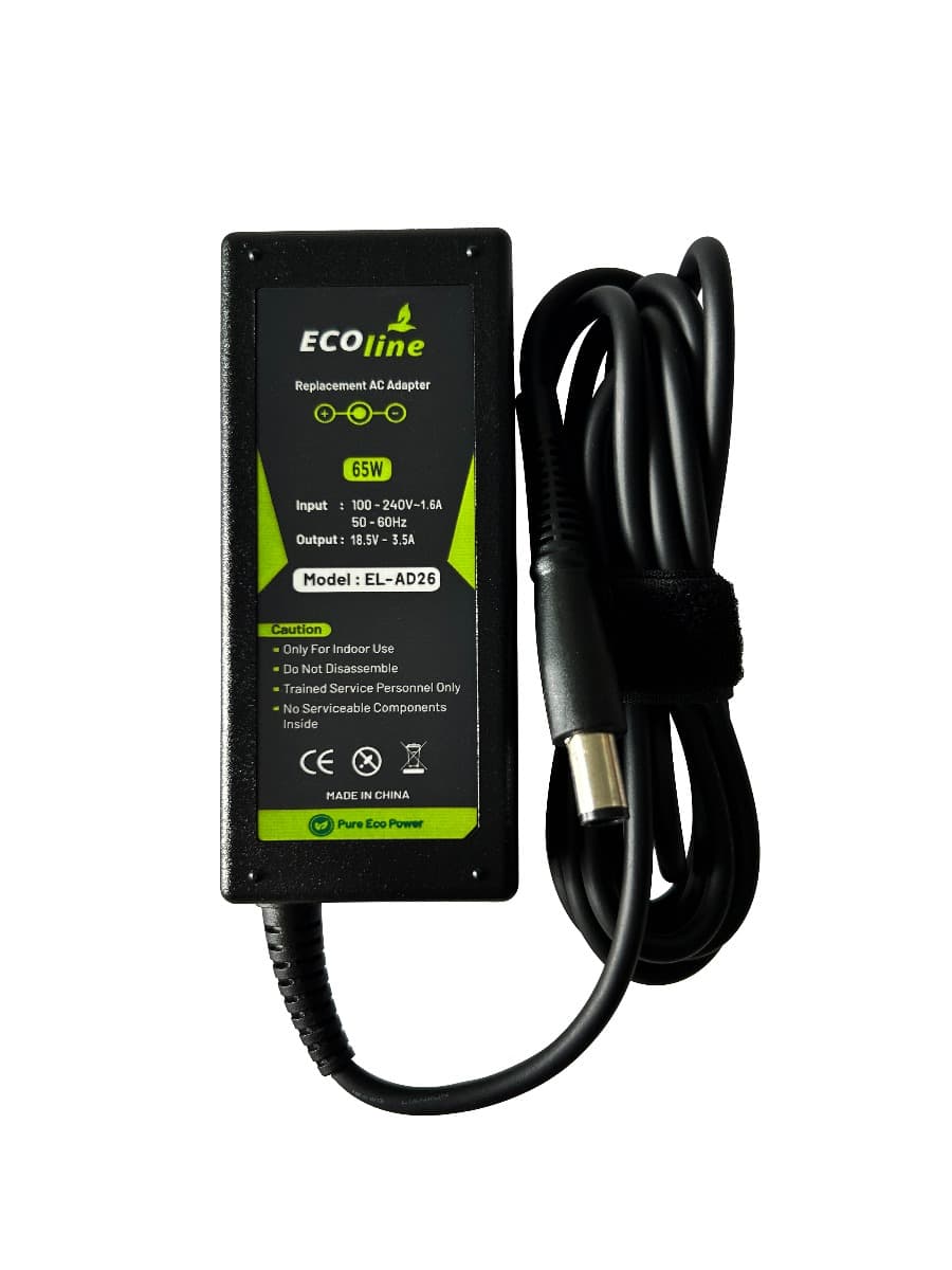 EcoLine - Oplader / AC Adapter - Geschikt voor de HP 250 G1 255 G1 ProBook 450 G2 455 G2 Compaq Presario CQ56 CQ57 CQ58 - 18.5V 3.5A 65W - afbeelding 1