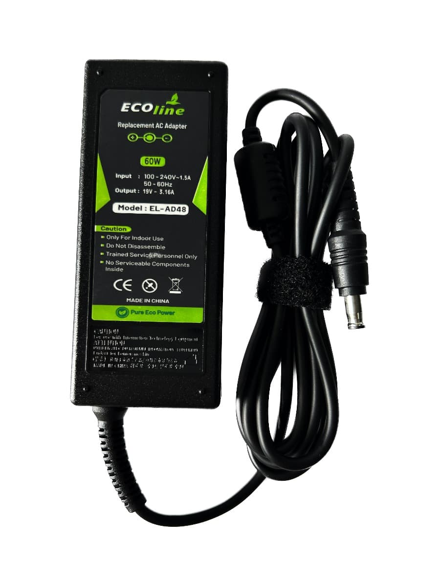 EcoLine - Oplader / AC Adapter - Geschikt voor de Samsung R519 R719 RV510 NP270E5E NP275E5E NP300E5A NP300E5E NP300E5C - 19V 3.16A 60W - afbeelding 1