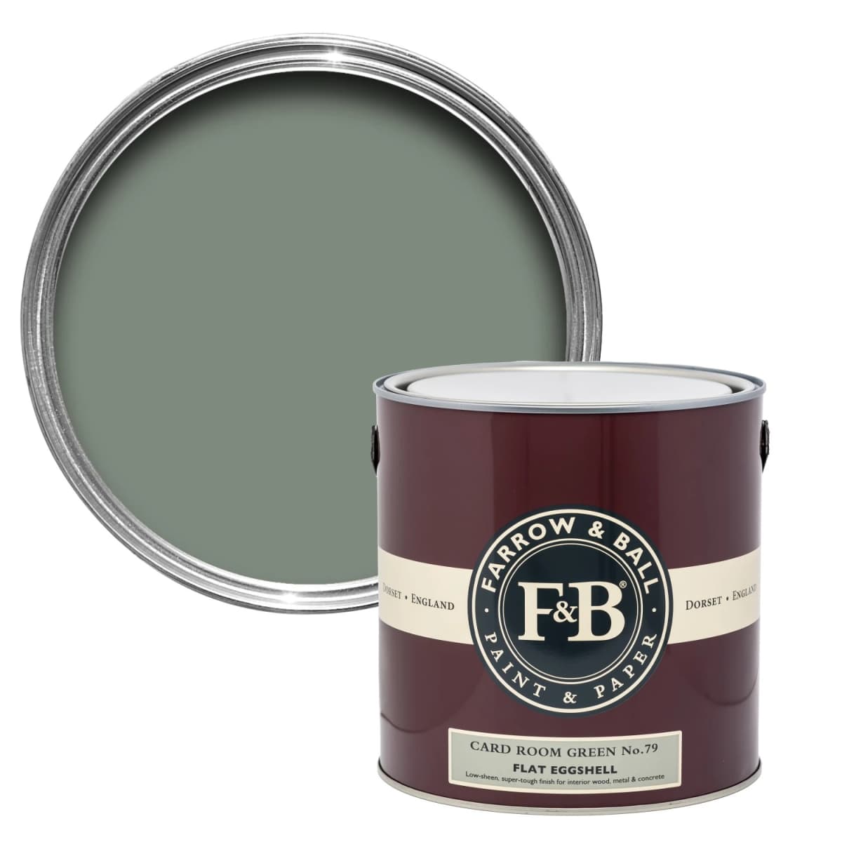 Farrow&Ball Flat Eggshell Card Room Green No.79 - 2,5L