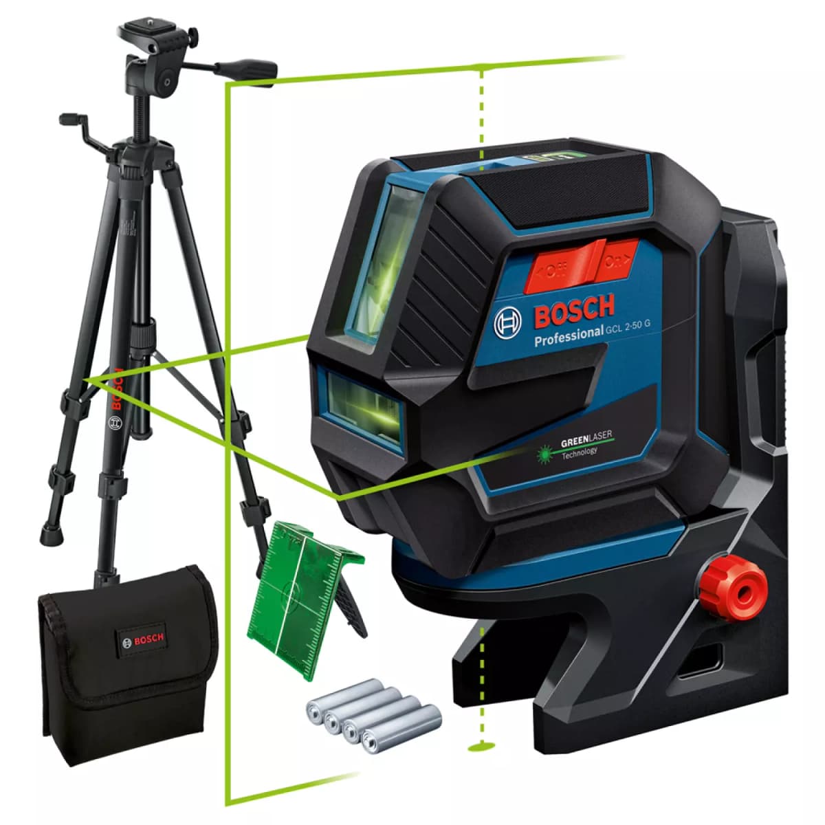 Bosch GCL 2-50 G Kruislijnlaser + Houder + Statief In Opbergetui - 15 M