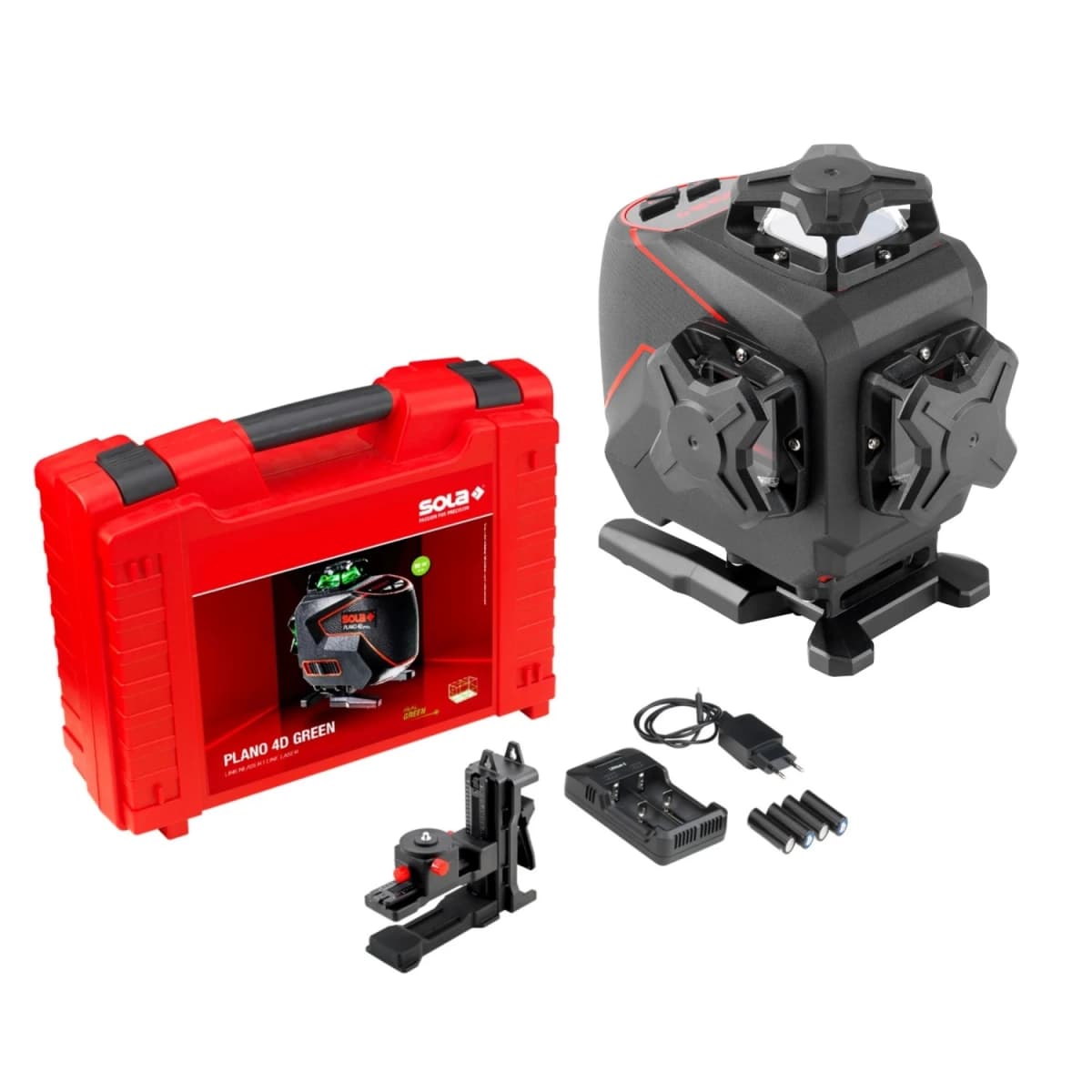 Sola PLANO 4D GREEN 360° Kruislijnlaser Set In Koffer - Groen - 4x 30m