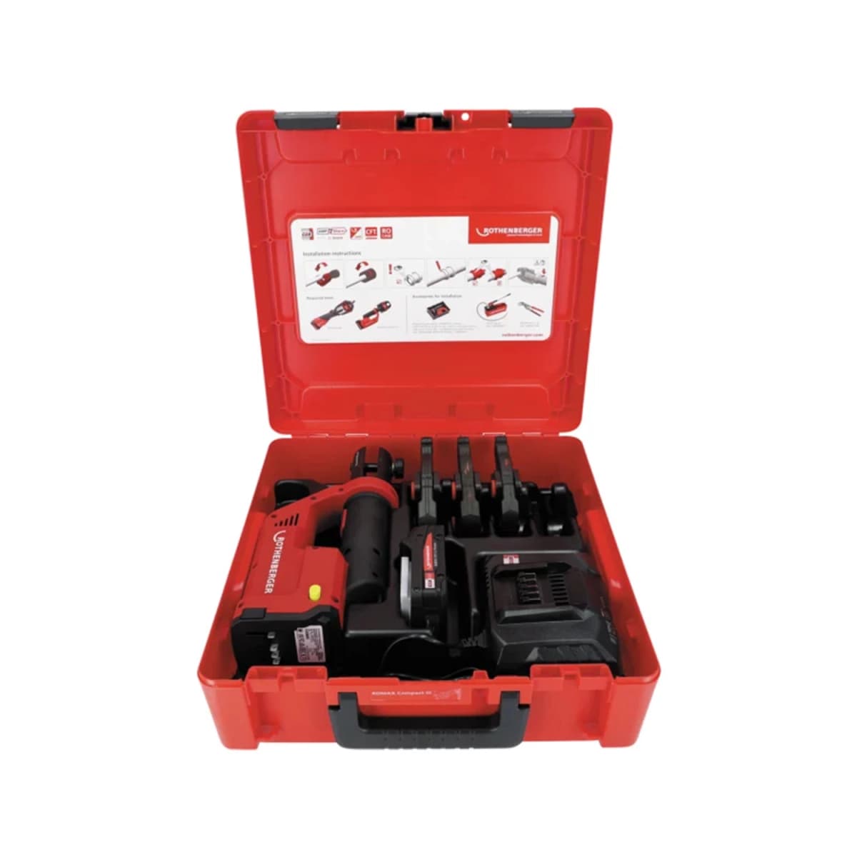 Rothenberger ROMAX COMPACT III 18V Li-Ion Accu Perstangset (1x 2.0Ah Accu) - CAS - Incl. TH16-20-26 In Koffer