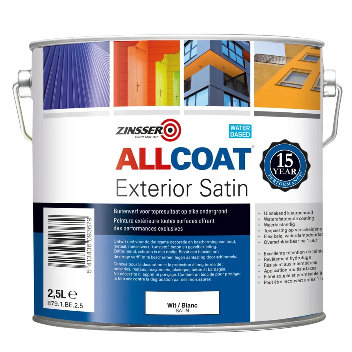 Zinsser Allcoat Exterior Satin - Op Kleur Gemengd - 10L