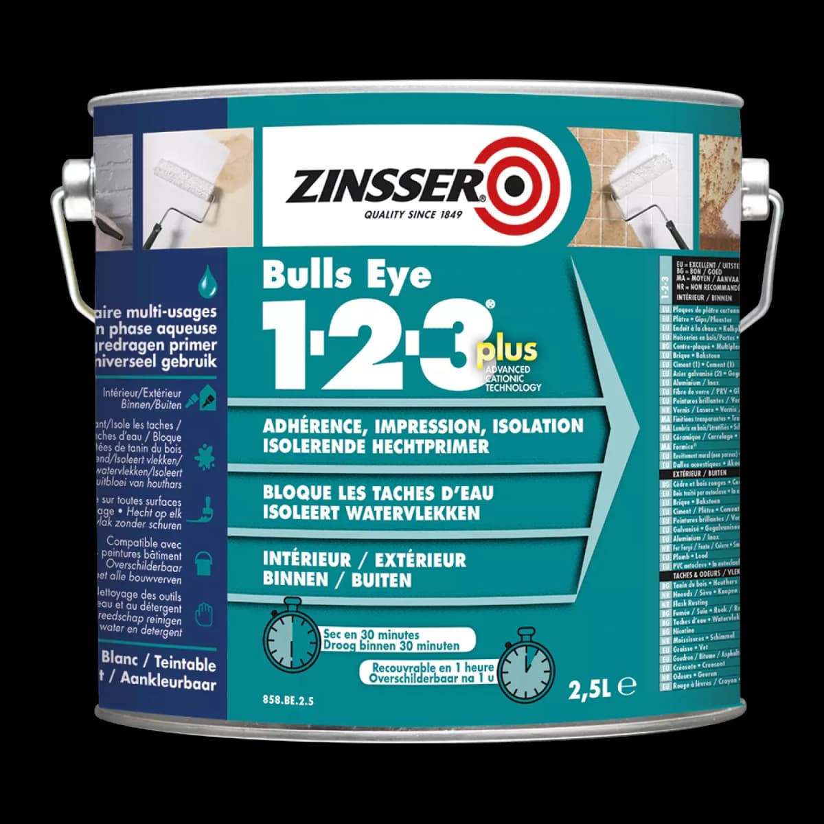 Zinsser Bulls Eye 1-2-3 Plus - Primer - Wit - 2,5L