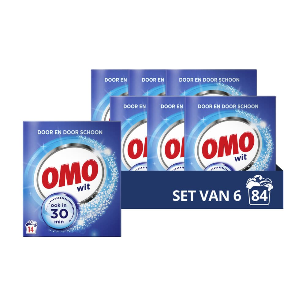 6x OMO Waspoeder Wit 14 Wasbeurten 798 gr