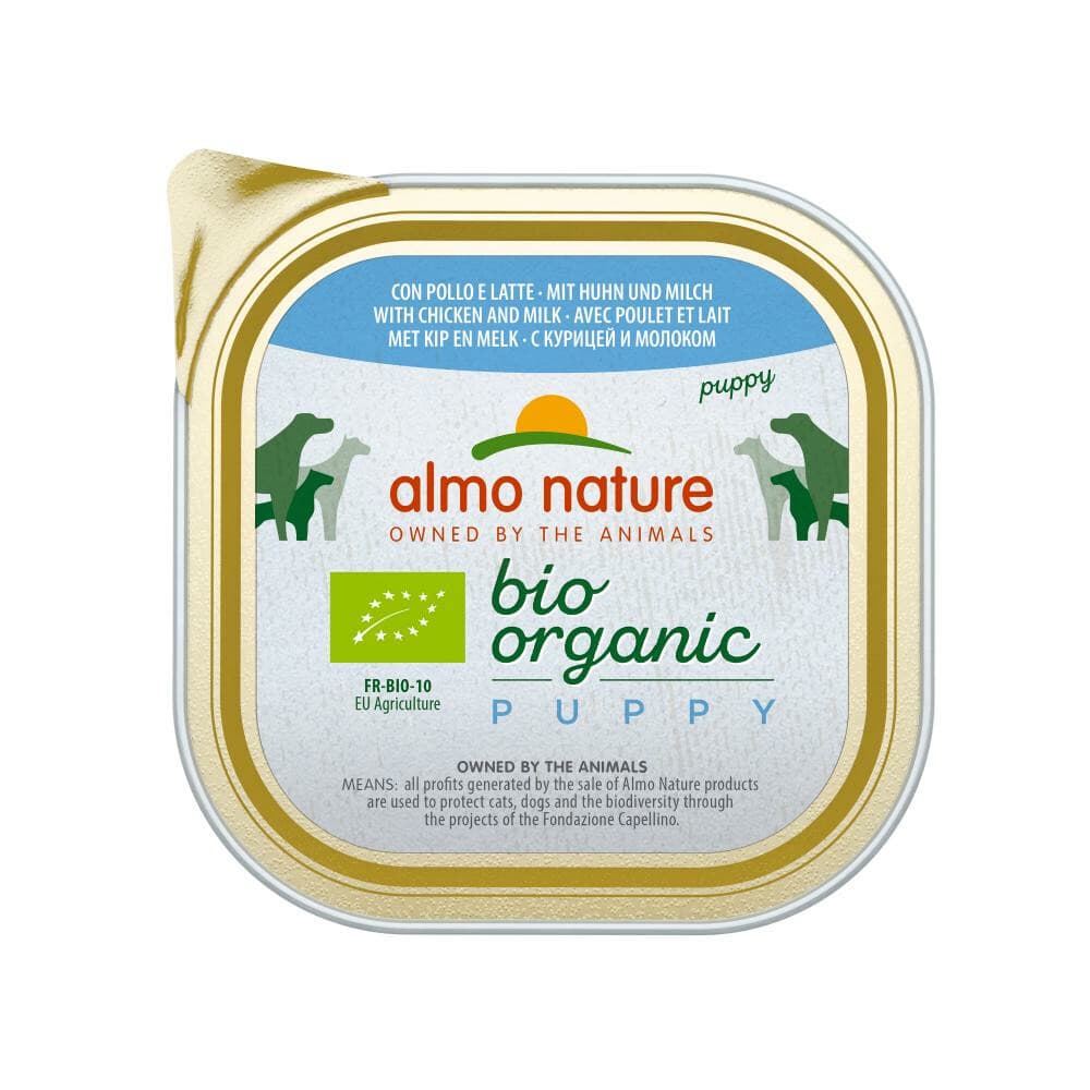 18x Almo Nature Bio Organic Puppy Hondenvoer Kip en Melk 300 gr