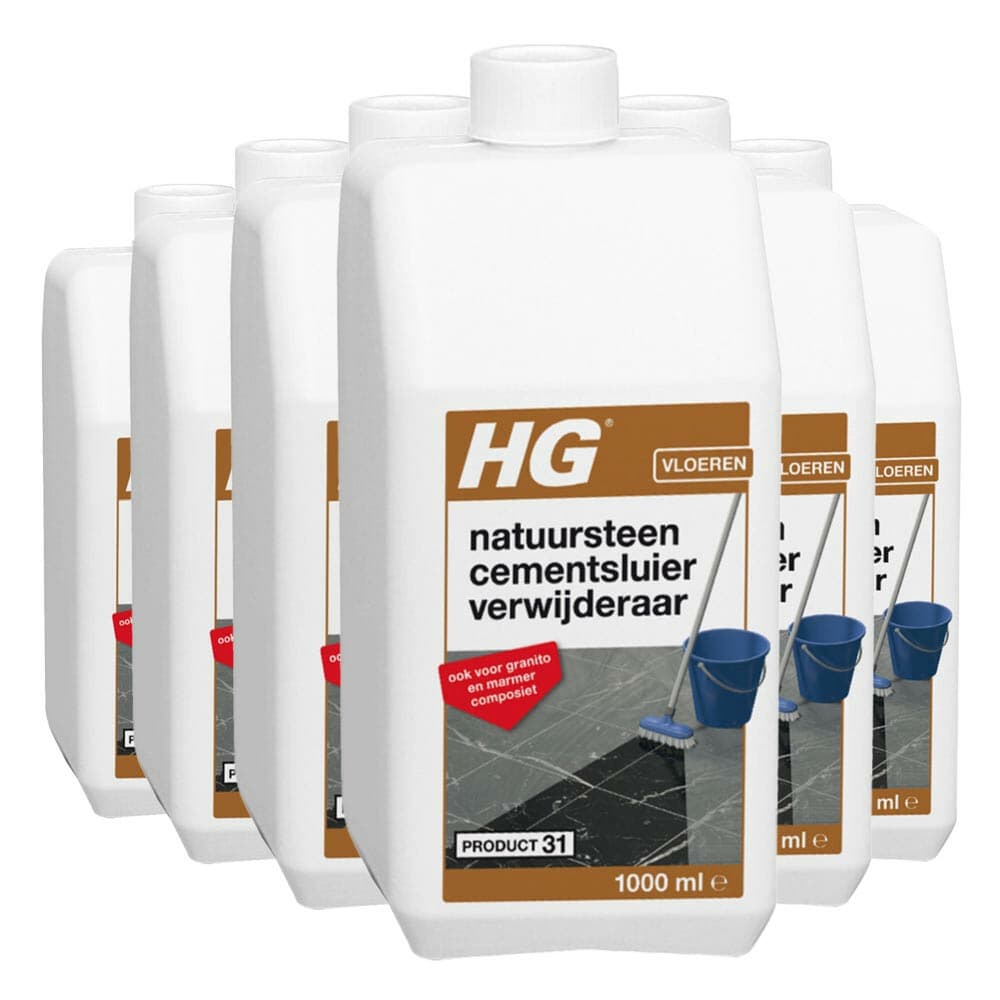 6x HG Natuursteen Cement&Kalksluier Verwijderaar 1 liter