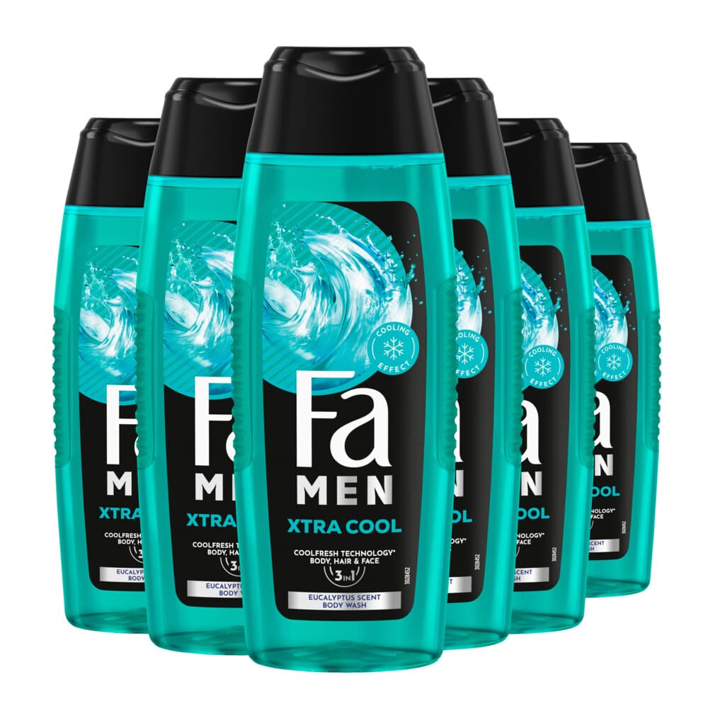 6x Fa Men Douchegel en Shampoo Extreme Cool 250 ml