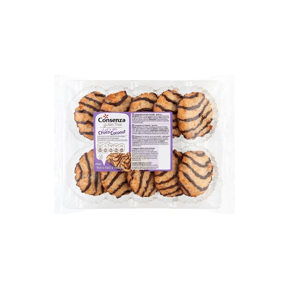 3x Consenza Kokosmacronen Choco 400 gr