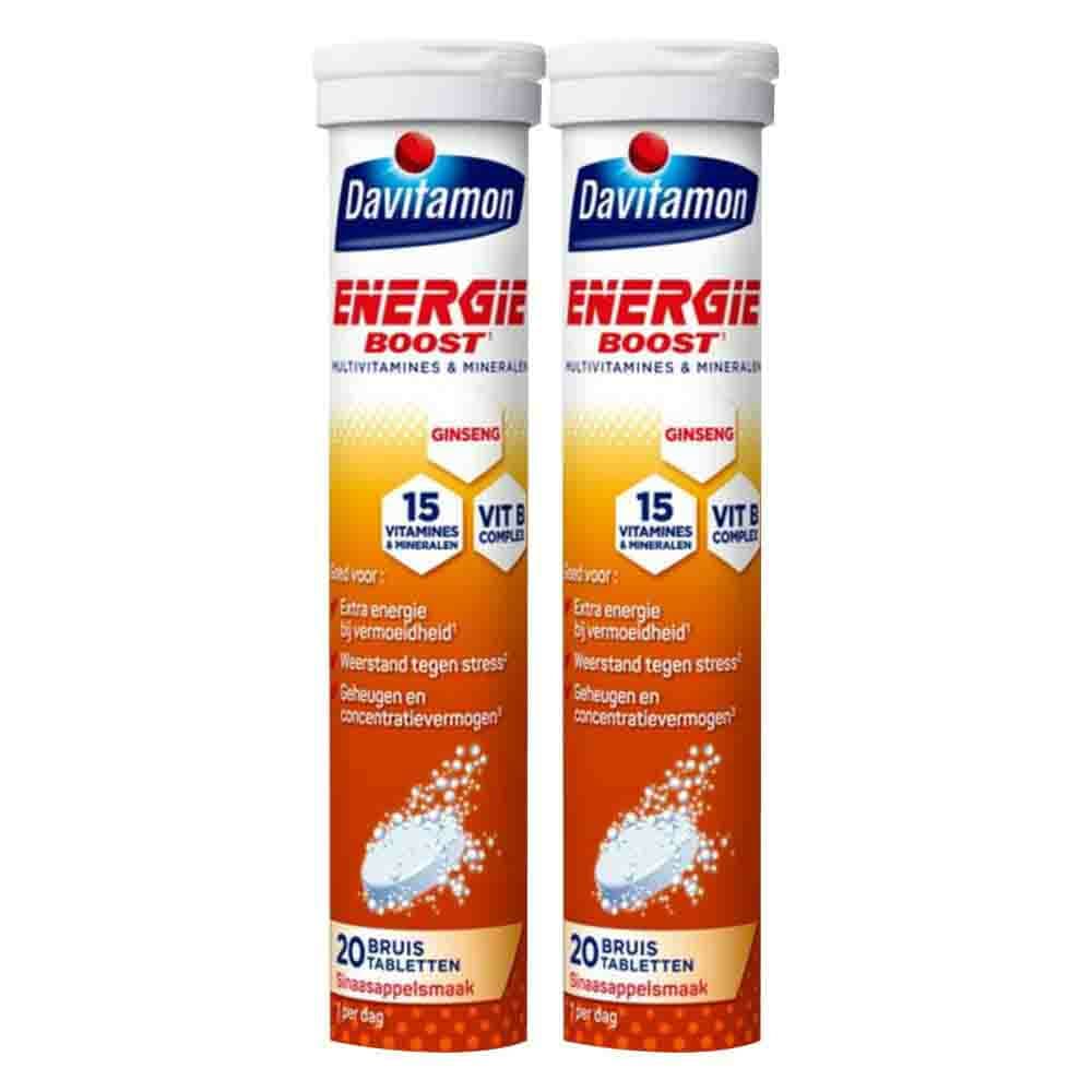2x Davitamon Energie Boost Multivitamines Mineralen 20 Bruistabletten