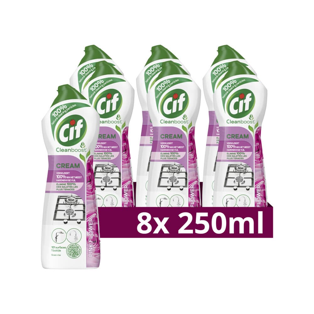 8x Cif Schuurmiddel Cream Pink Flower 750 ml