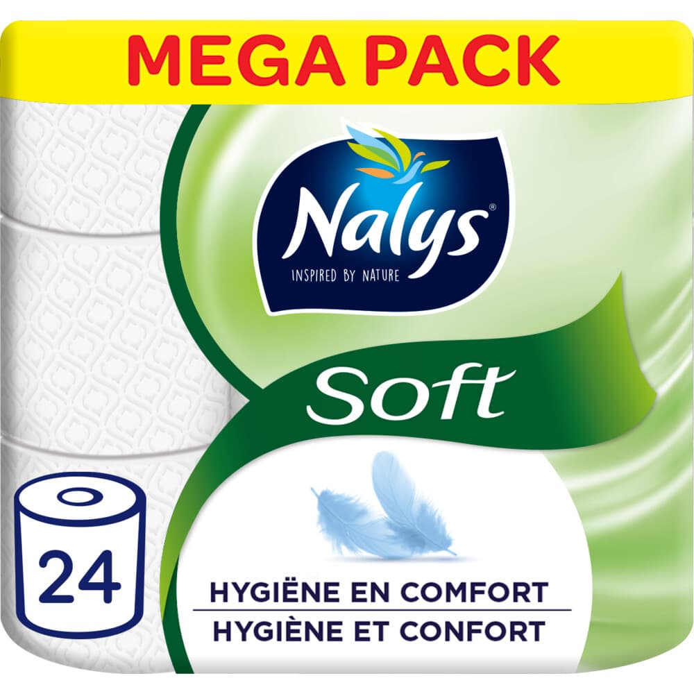 Nalys Soft Hybride Toiletpapier in 80% Recycled Folie 2-laags 24 stuks