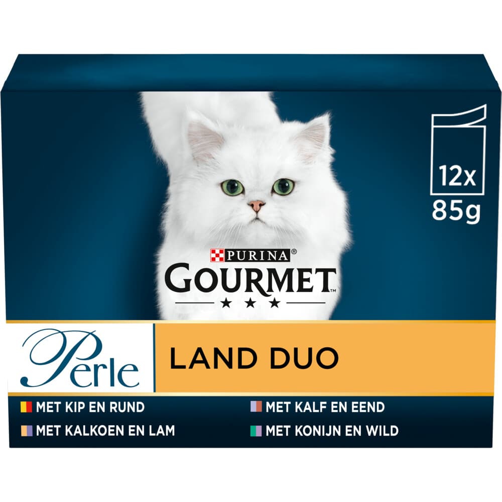 4x Gourmet Perle Kattenvoer Nat Mini Filets Multipack Land Duo in Saus 12 x 85 gr