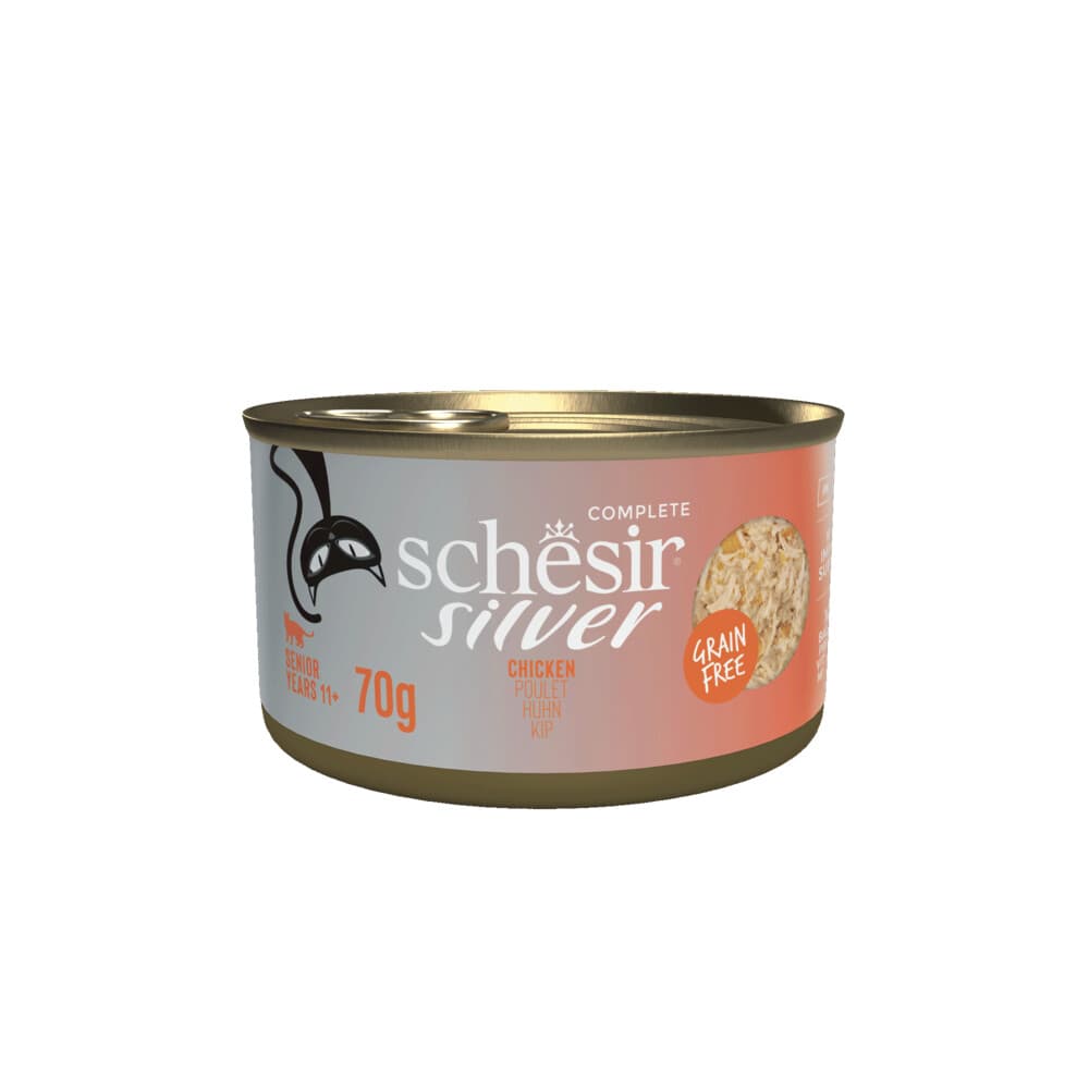 12x Schesir Silver Cat Bouillon Kip 70 gr