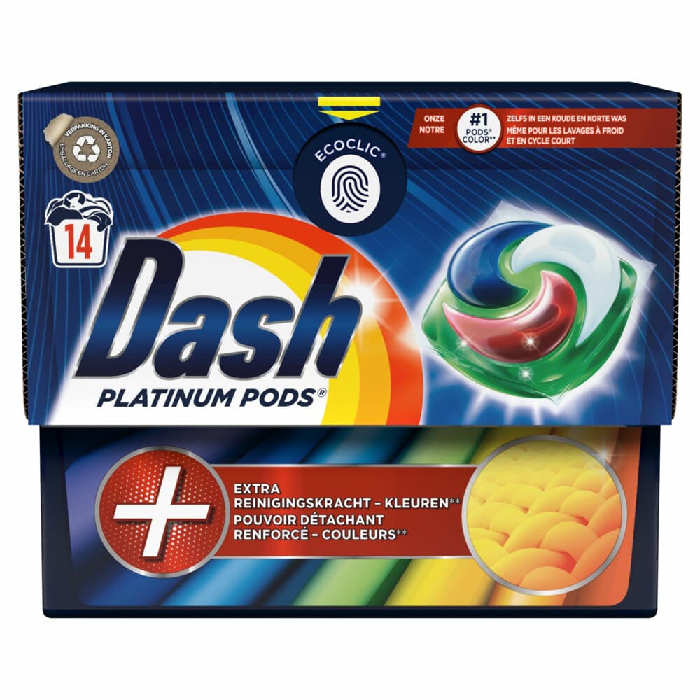 4x Dash Wascapsules Platinum Pods+ Kleur 14 stuks