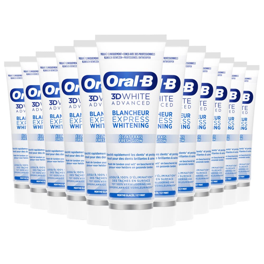 2+2 gratis: 12x Oral-B Tandpasta 3DWhite Advanced Express Whitening Fresh Glow 75 ml