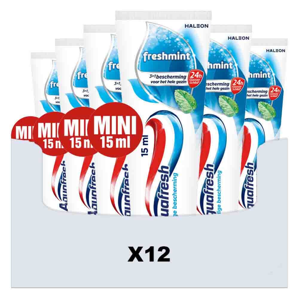 12x Aquafresh Freshmint 3in1 Mini 15 ml
