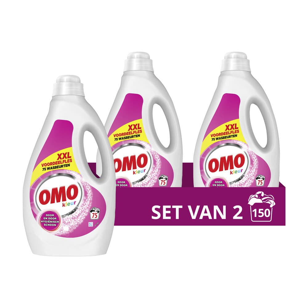 2x OMO Vloeibaar Wasmiddel Kleur 75 Wasbeurten 3750 ml