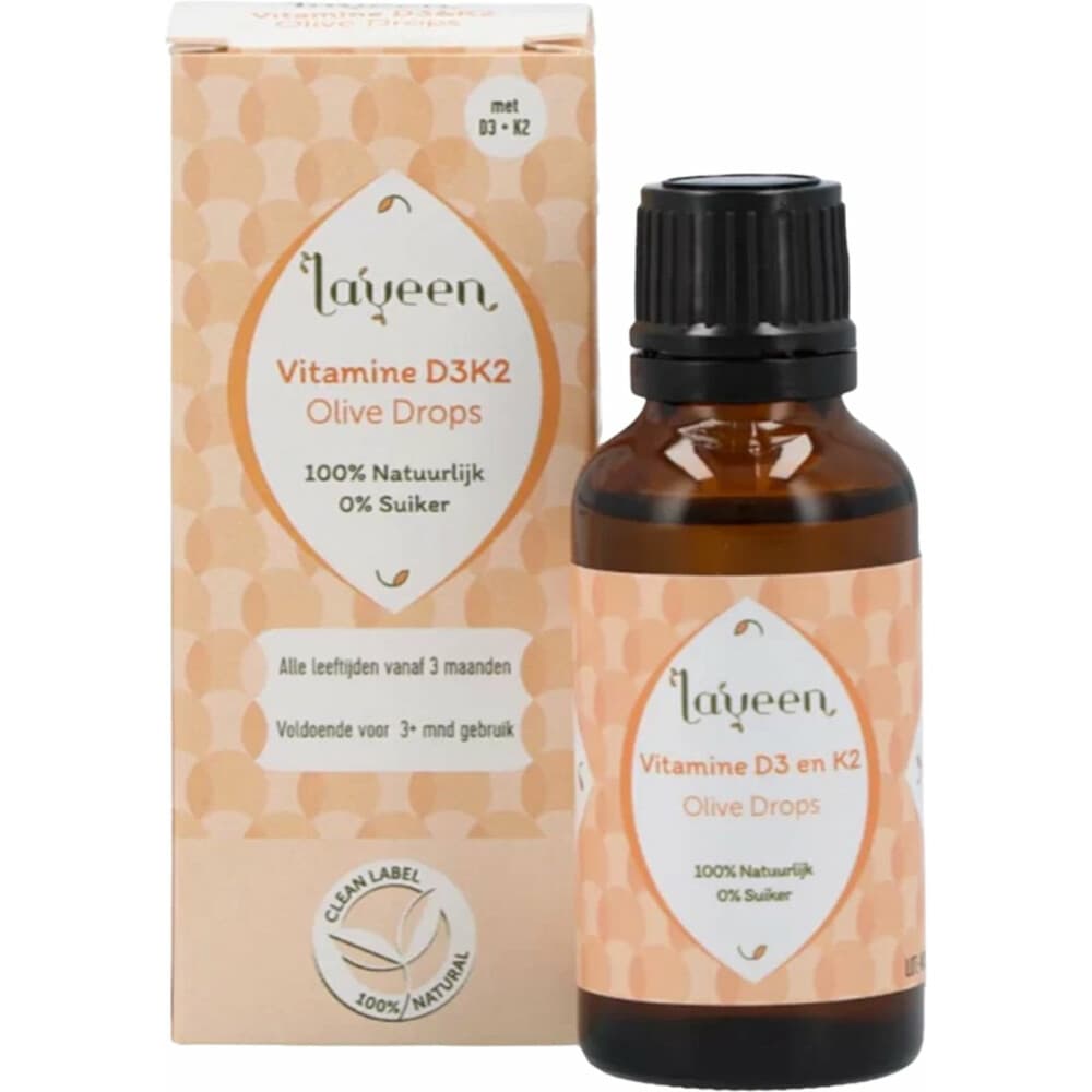 Gratis Verzending: Laveen Olive Drops Vitaminen D3&K2 30 ml