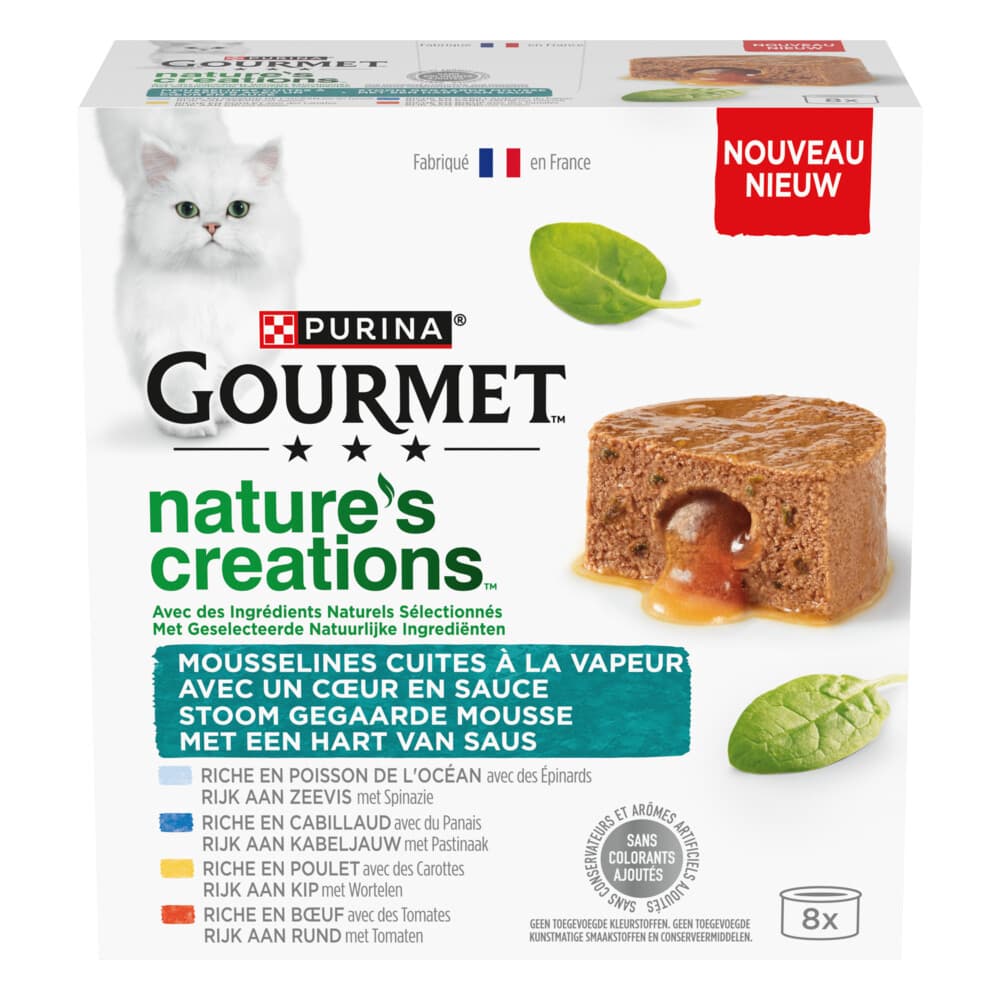 Gourmet Kattenvoer Nat Nature's Creations Mousse met Saus Zeevis 8 x 85 gr