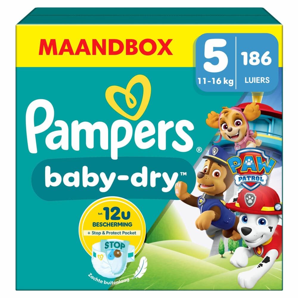 Pampers Baby Dry Luiers Paw Patrol Maat 5 (11-16 kg) 186 stuks