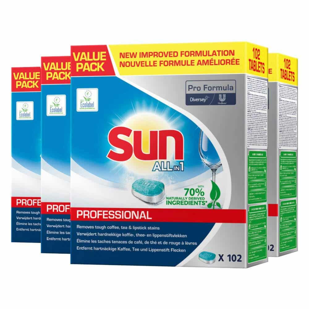 4x Sun Professional Vaatwastabletten All in 1 Pro Formula 102 stuks