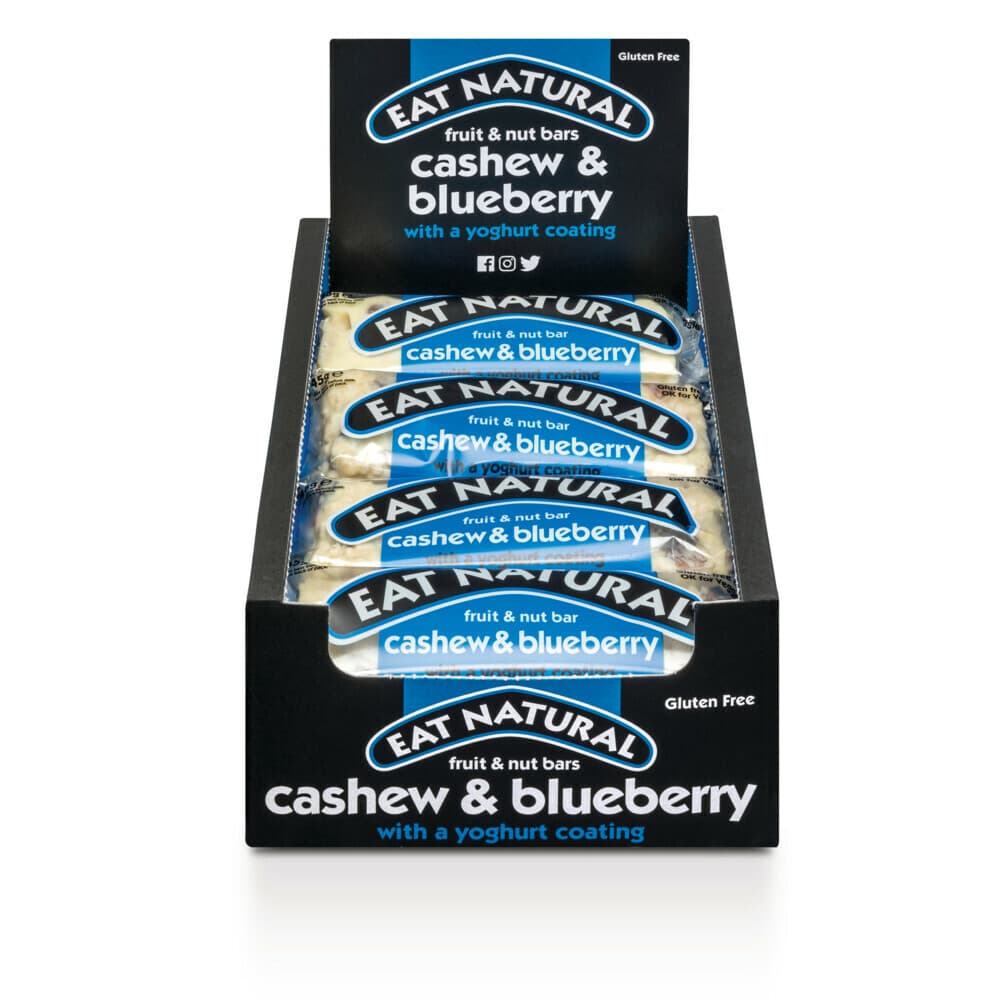 Eat natural Fruit&Noten Bar Yoghurtlaagje Cashew&Blueberry 12 x 45 gr