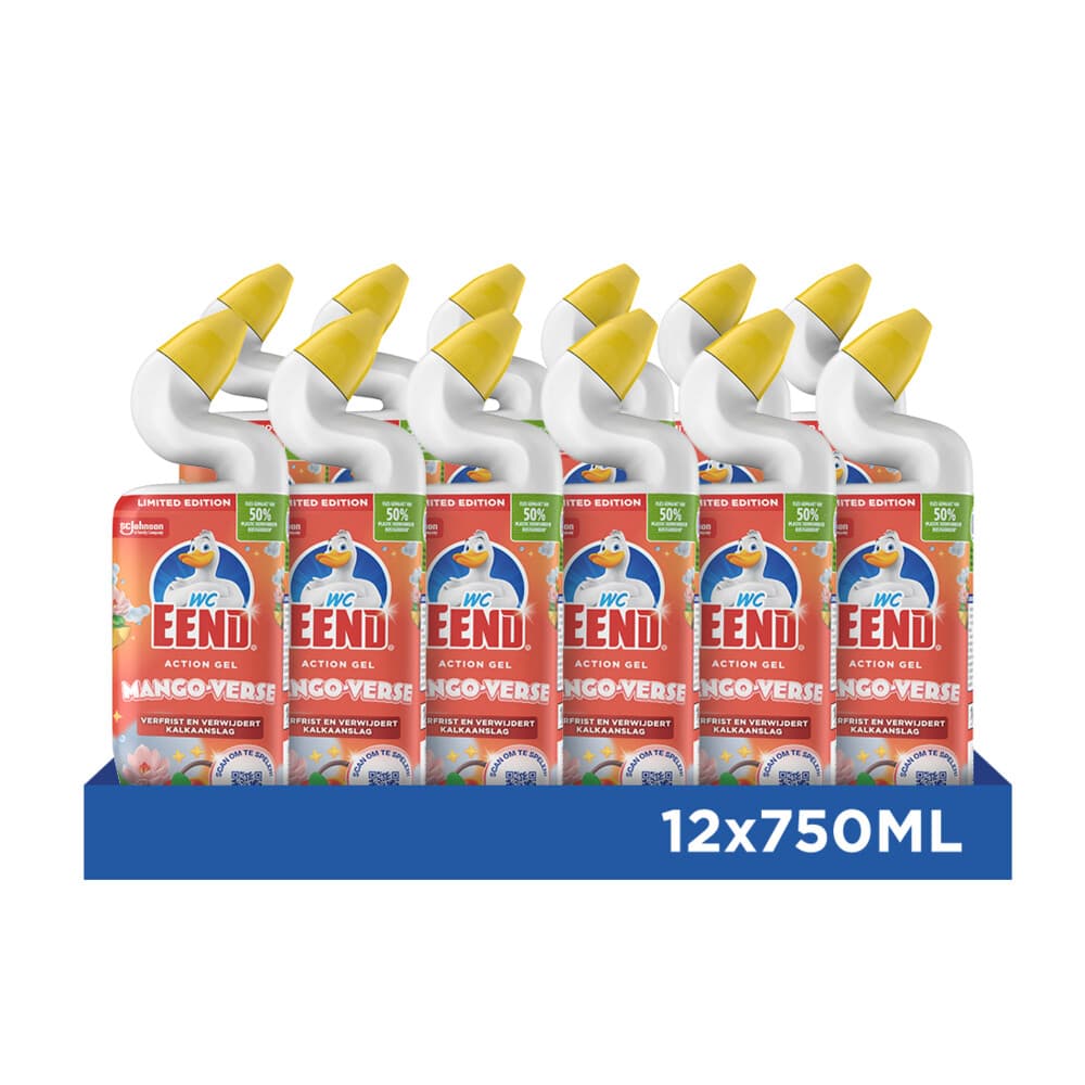 12x WC Eend Toiletreiniger Action Gel Mango Verse 750 ml