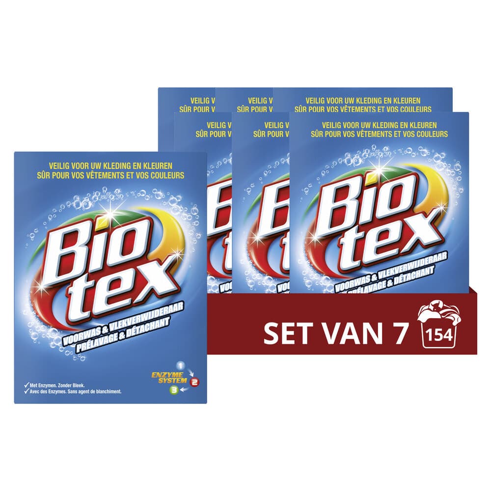 7x Biotex Waspoeder Voorwas&Vlekverwijderaar Bleu 720 gr