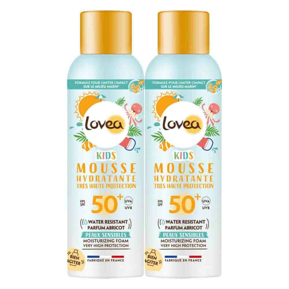 2x Lovea Sun Zonnebrand Kids Mousse Very High Protection SPF 50+ 150 ml