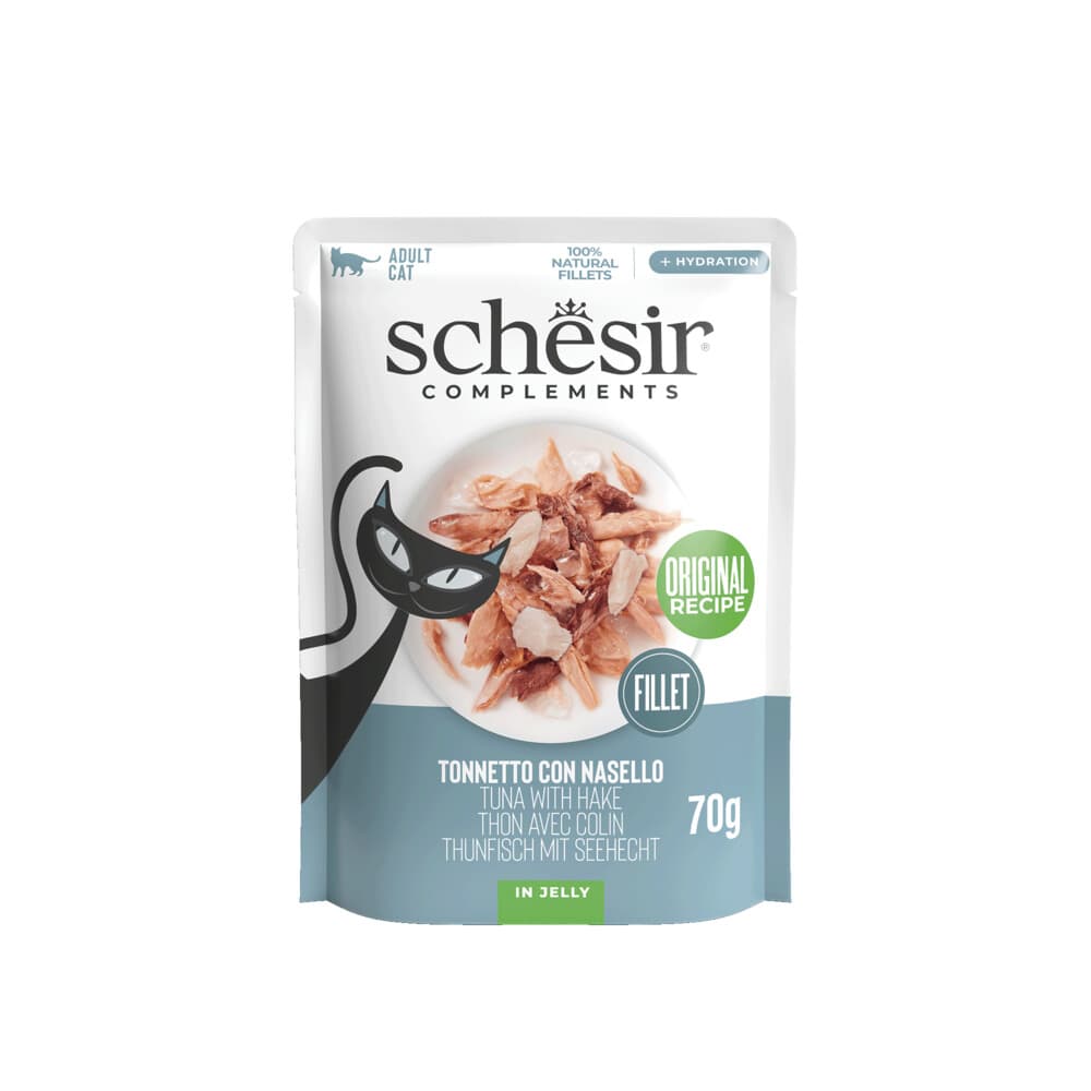 12x Schesir Complementary Kattenvoer Tonijn&Heek in Gelei 70 gr