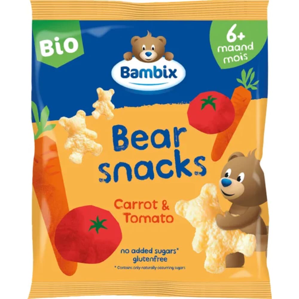 Bambix Bearsnacks 6+ mnd Wortel Tomaat 30 gr