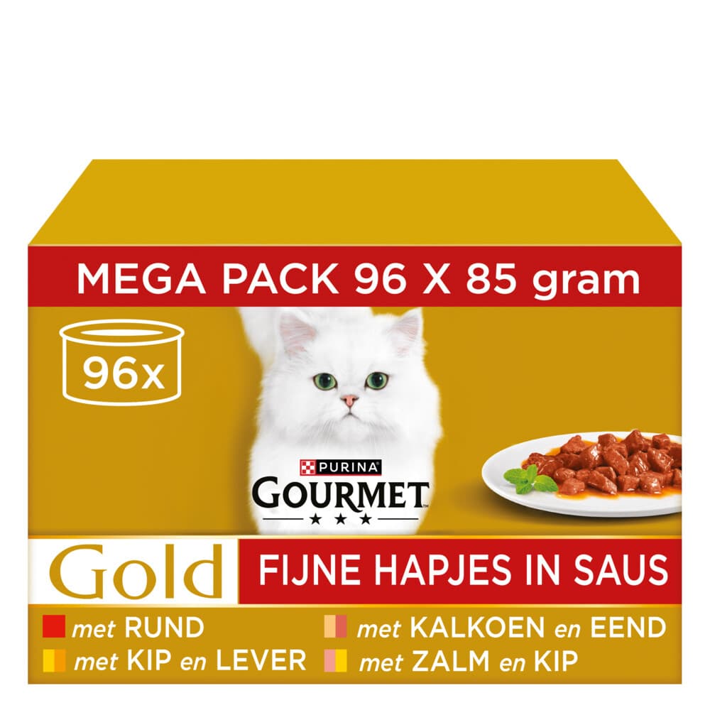 Gourmet Kattenvoer Nat Multipack Gold Fijne Hapjes in Gelei 96 x 85 gr