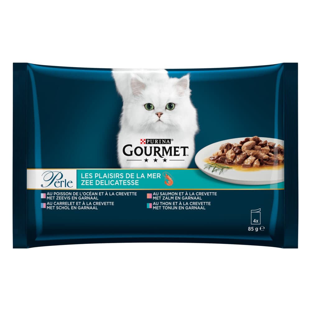 Gourmet Perle Kattenvoer Nat Zee Delicatesse in Saus 4 x 85 gr