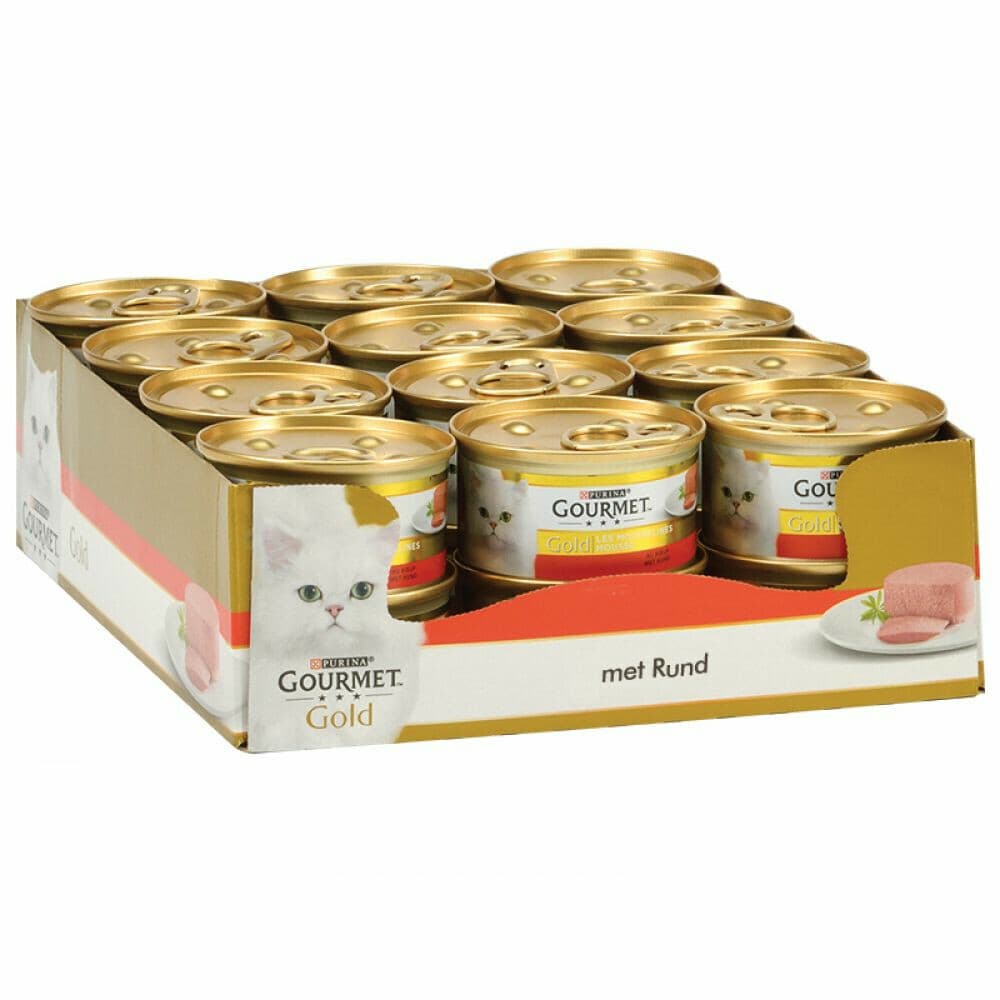 24x Gourmet Gold Kattenvoer Nat Mousse Rund 85 gr