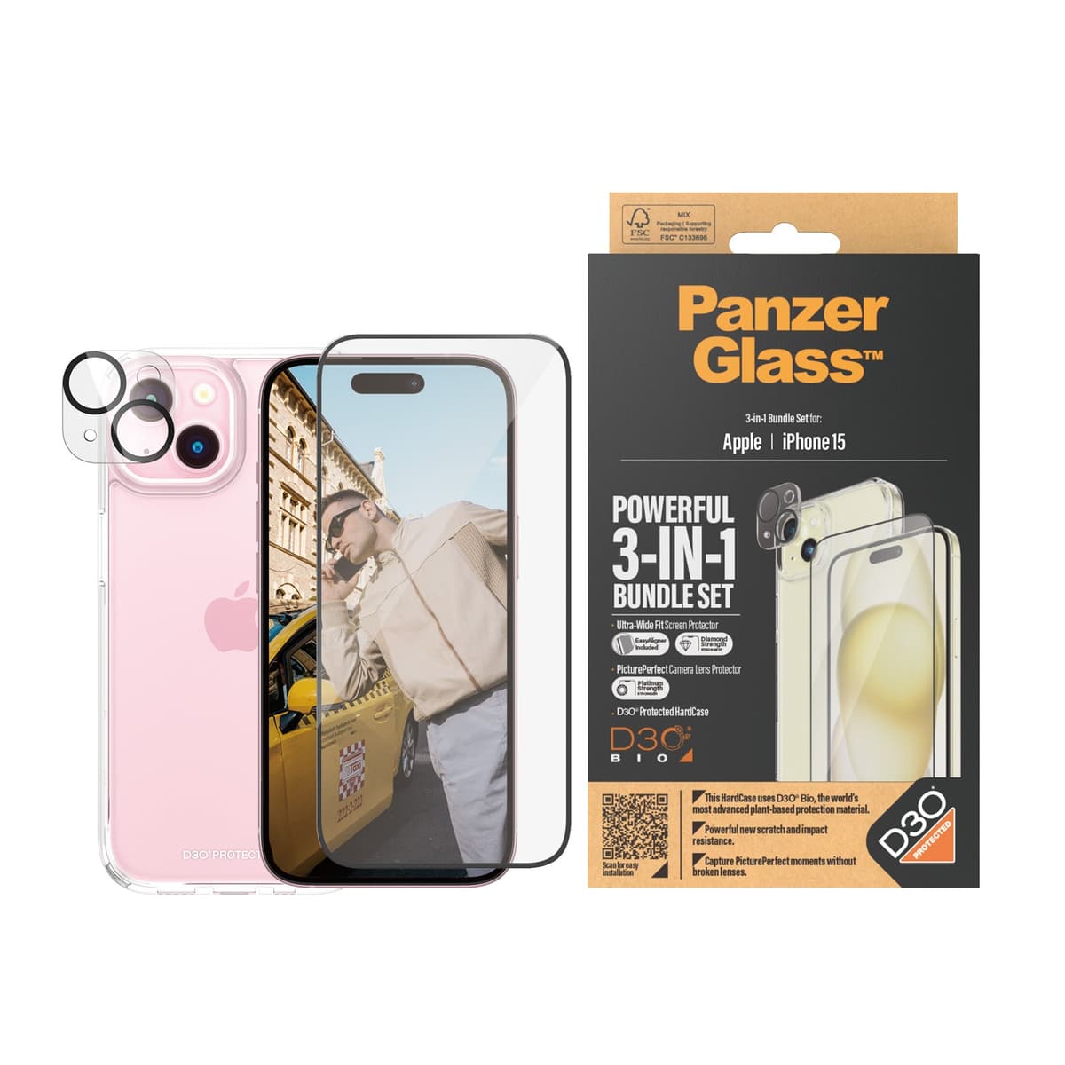 PanzerGlass - Apple Iphone 15 Ultra Wide Fit Bundle + Picture Perfect + Hardcase with D30 - afbeelding 1