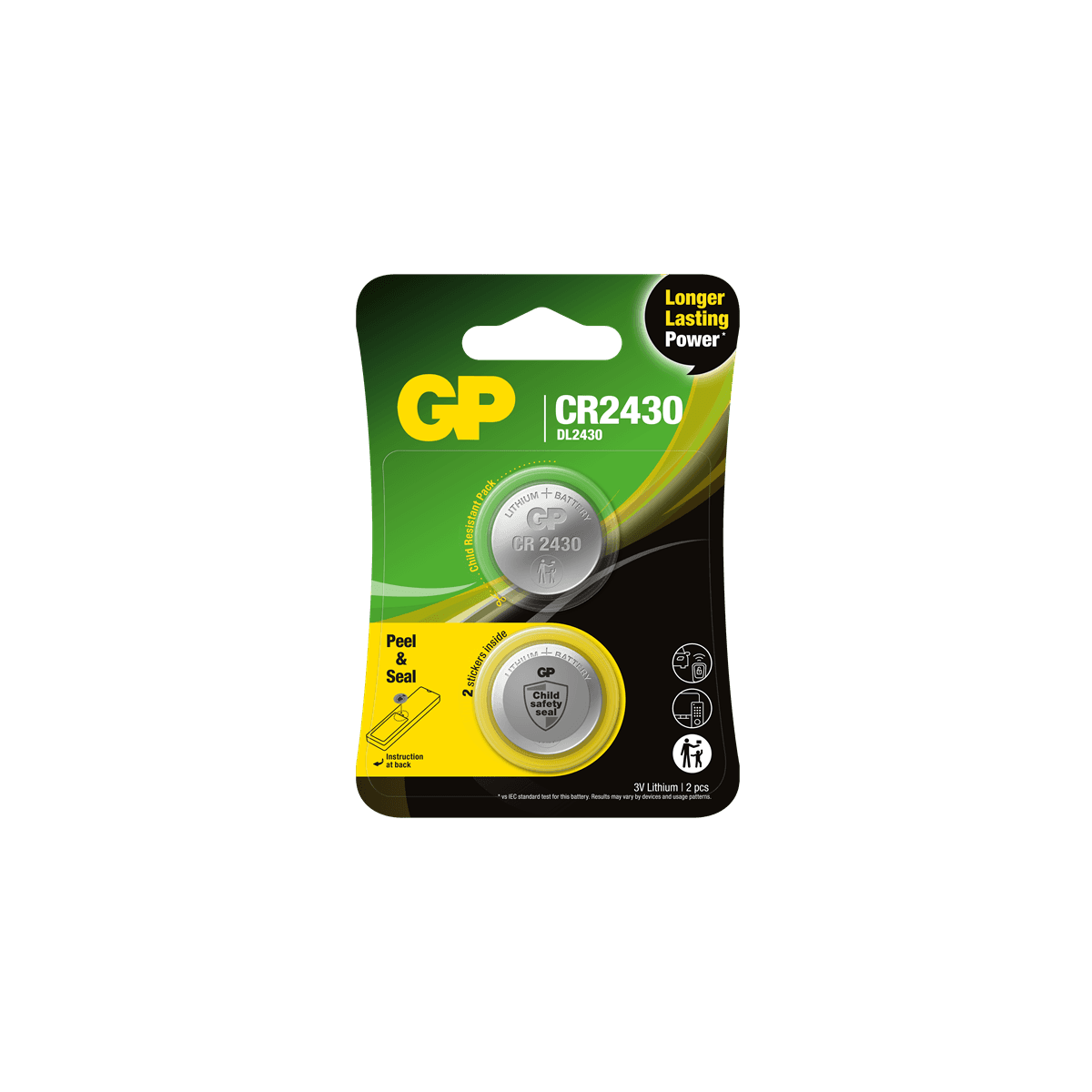 GP - Lithium Cell Battery CR2430, 3V, Safety Seal, 2-pack - afbeelding 1