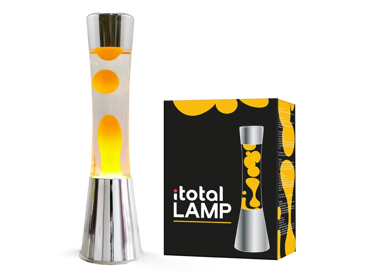 iTotal - Lava Lamp with Silver Base, See-through Liquid and Orange Wax - Orange - 40 cm - afbeelding 1
