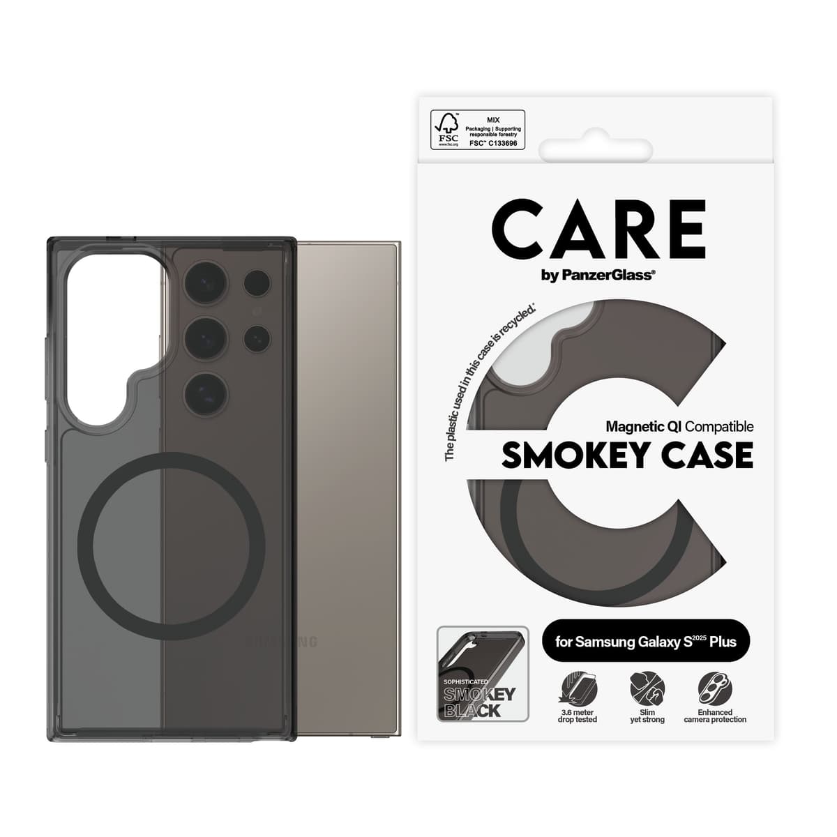 CARE by PanzerGlass - Flagship Case Urban Combat Smokey w. Black Qi Compatible Samsung Galaxy S 2025 - afbeelding 1